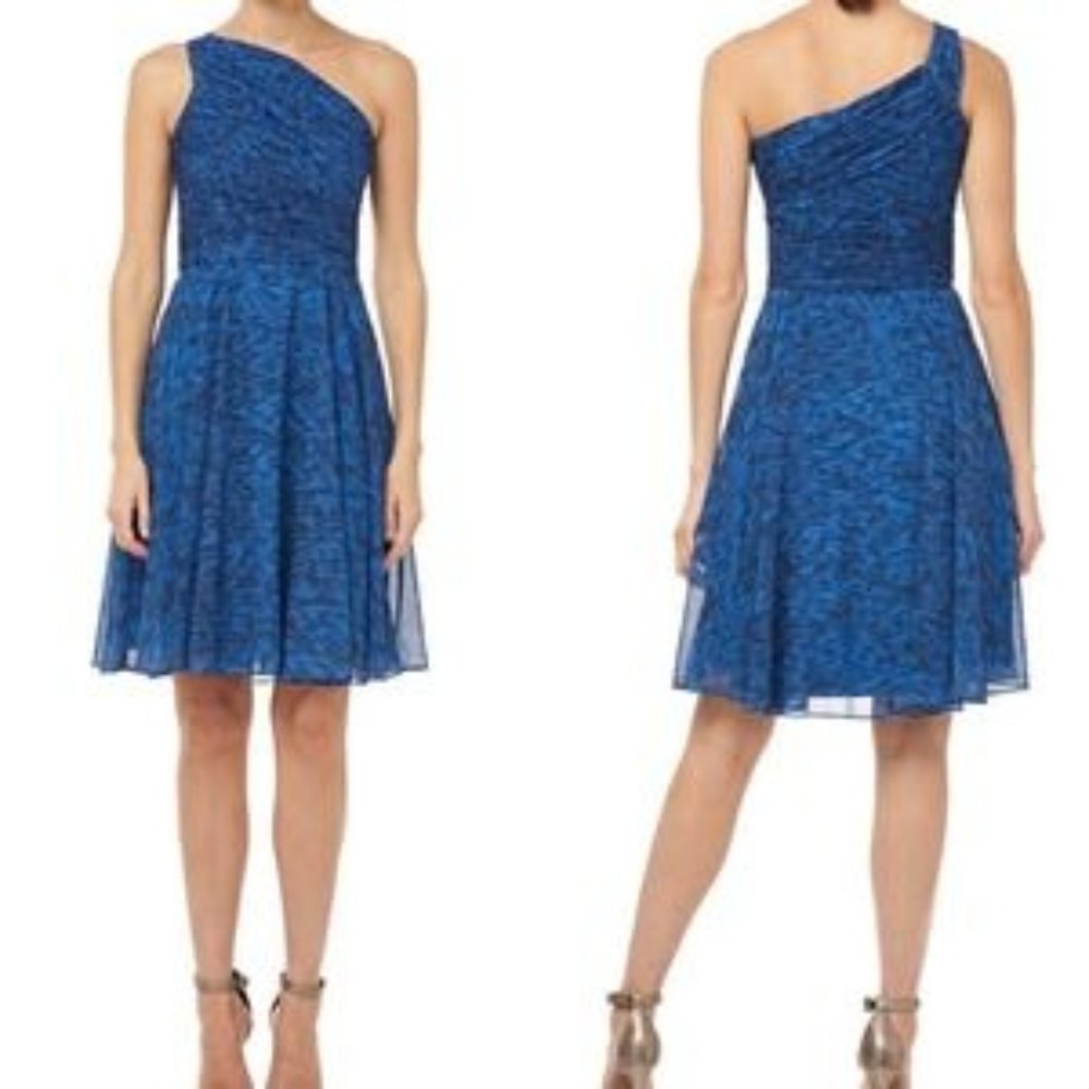 Halston Heritage dress Ruched one shoulder